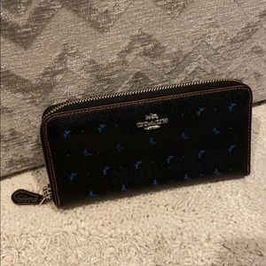 Coach Wallet Navy Perforated Leather